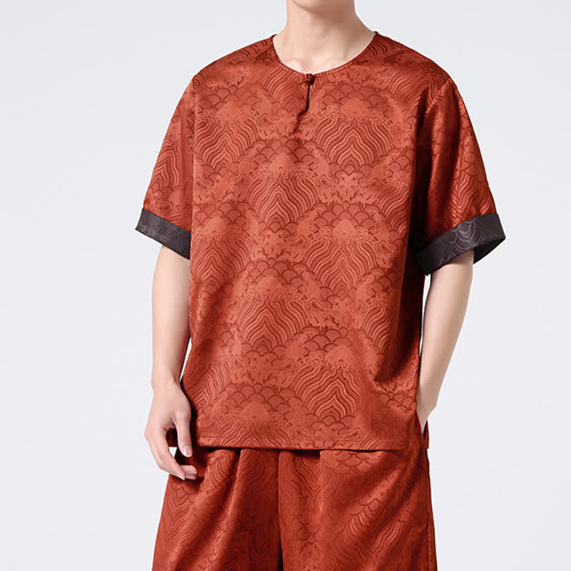 Buddha Stones 夏 レトロ クラックル 吉兆 雲柄 半袖 メンズ Tシャツ - image 19