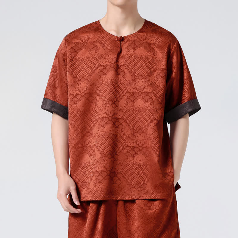 Buddha Stones 夏 レトロ クラックル 吉兆 雲柄 半袖 メンズ Tシャツ - image 15