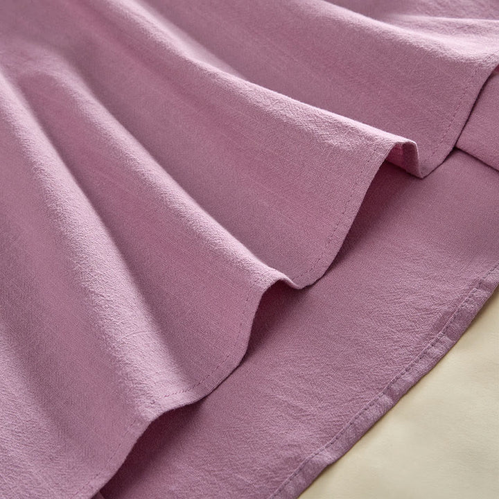 Buddha Stones 無地クルーネックフロッグボタン長袖レディースコットンシャツ - image 13