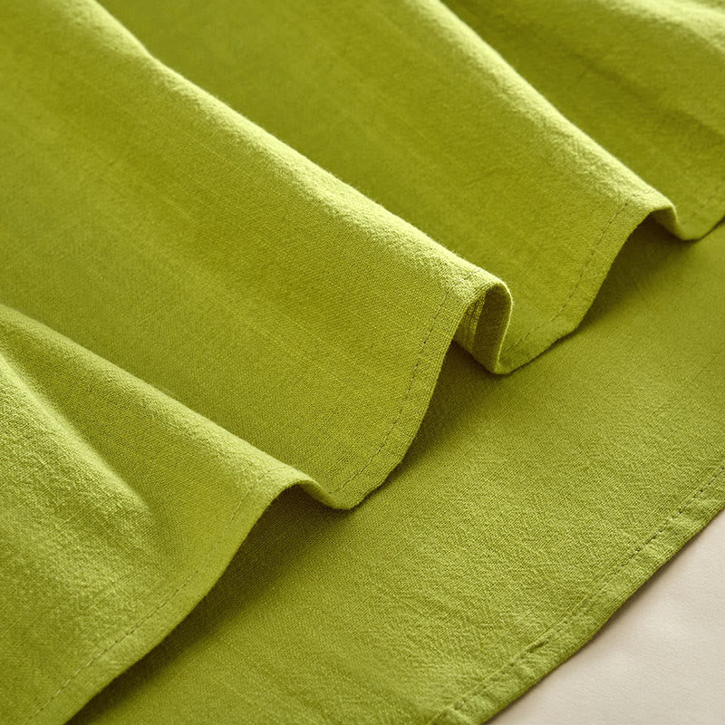 Buddha Stones 無地クルーネックフロッグボタン長袖レディースコットンシャツ - image 6