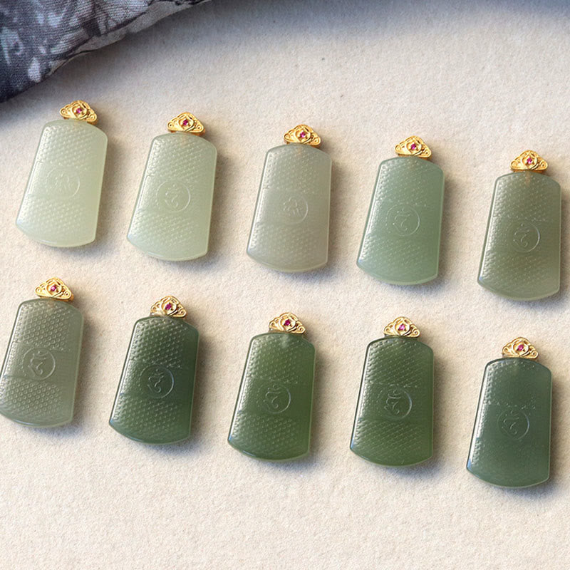 Buddha Stones 和田翡翠 925スターリングシルバー Omシンボル豊かさのネックレスペンダント - image 11
