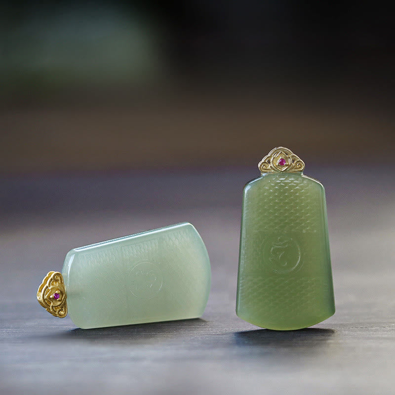 Buddha Stones 和田翡翠 925スターリングシルバー Omシンボル豊かさのネックレスペンダント - image 10