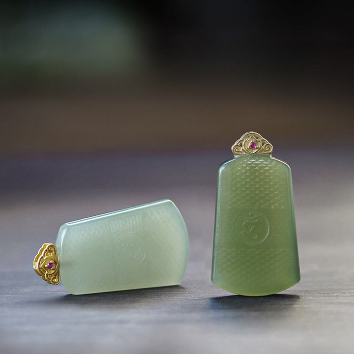 Buddha Stones 和田翡翠 925スターリングシルバー Omシンボル豊かさのネックレスペンダント - image 10