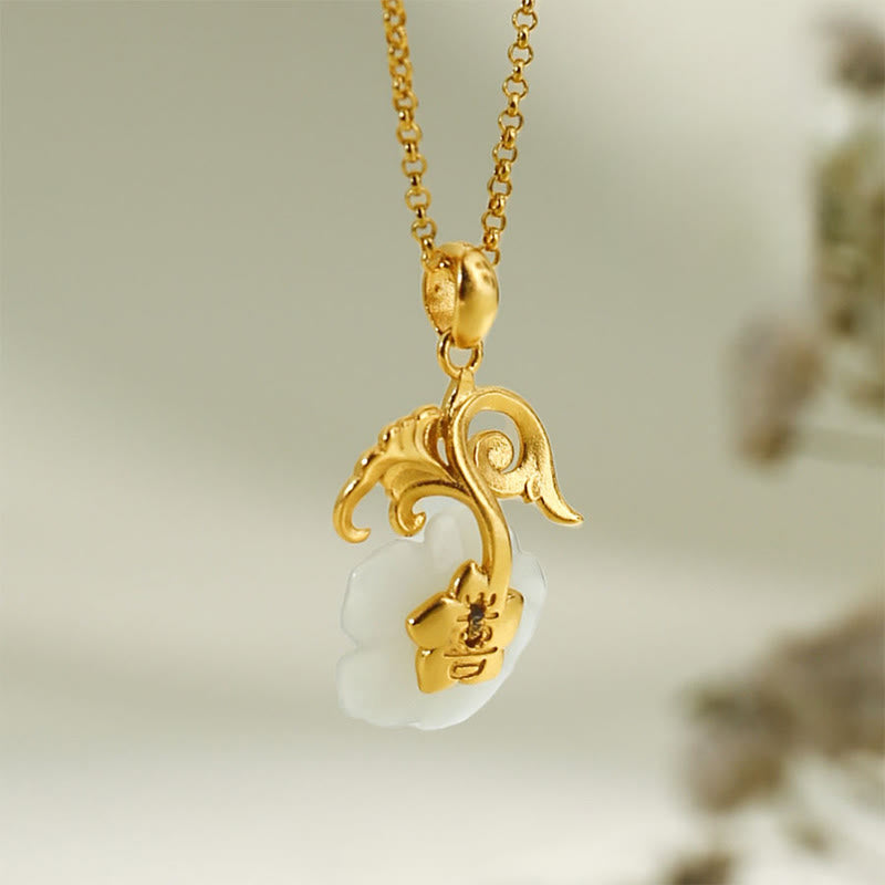 Buddha Stones 和田翡翠の花 925スターリングシルバー 幸運のネックレスペンダント - image 11