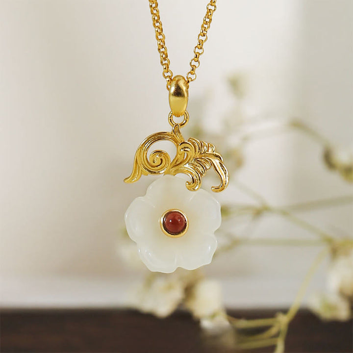 Buddha Stones 和田翡翠の花 925スターリングシルバー 幸運のネックレスペンダント - image 7