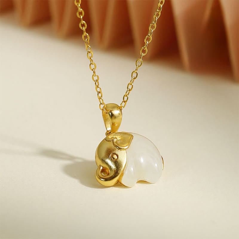 Buddha Stones 象の和田翡翠925スターリングシルバー幸運ネックレスペンダント - image 1