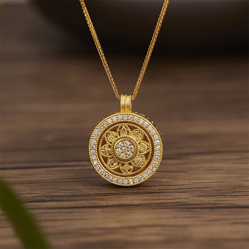 Buddha Stones 925スターリングシルバー八宝羅盤良縁祈願ネックレスペンダント - 925スターリングシルバー（直径：17mm） - image 0