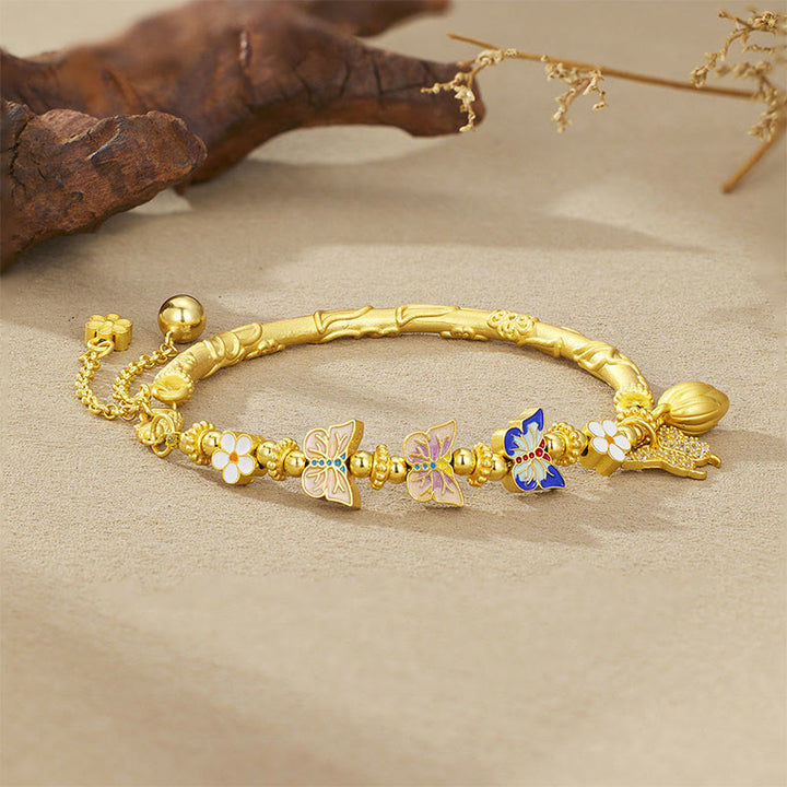 Buddha Stones 925スターリングシルバー バタフライフラワー バランスブレスレット - image 2