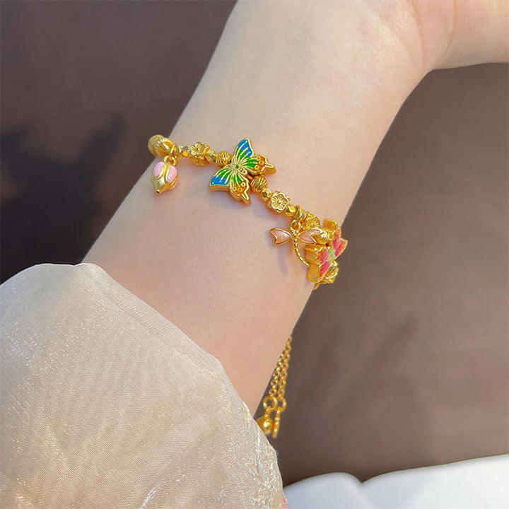 Buddha Stones 925スターリングシルバーのバタフライフラワー守護ブレスレット - image 3