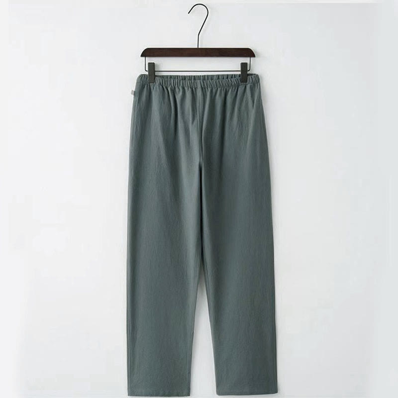 Buddha Stones 2点セット 唐装 伝統 カエルボタン ユニフォーム 長袖 シャツ パンツ メンズ セット - image 9