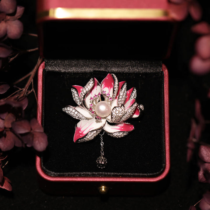 Buddha Stones 蓮の花真珠の新たな始まりの銅製ブローチ - image 4