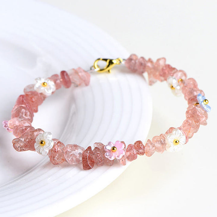 Buddha Stones 天然アクアマリン、ペリドット、ストロベリークォーツ、各種クリスタルを使用したセレニティブレスレット - image 37