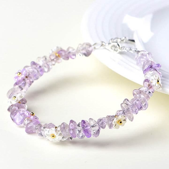 Buddha Stones 天然アクアマリン、ペリドット、ストロベリークォーツ、各種クリスタルを使用したセレニティブレスレット - image 42