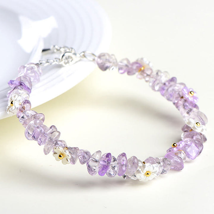 Buddha Stones 天然アクアマリン、ペリドット、ストロベリークォーツ、各種クリスタルを使用したセレニティブレスレット - image 43