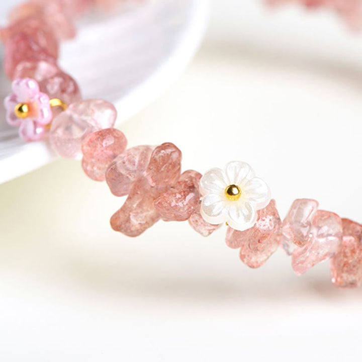 Buddha Stones 天然アクアマリン、ペリドット、ストロベリークォーツ、各種クリスタルを使用したセレニティブレスレット - image 39