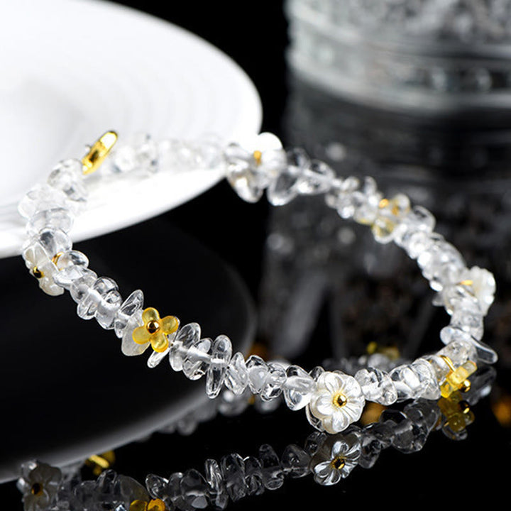 Buddha Stones 天然アクアマリン、ペリドット、ストロベリークォーツ、各種クリスタルを使用したセレニティブレスレット - image 32