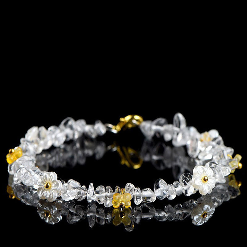 Buddha Stones 天然アクアマリン、ペリドット、ストロベリークォーツ、各種クリスタルを使用したセレニティブレスレット - ホワイトクリスタル（手首周り：14～15cm） - image 29