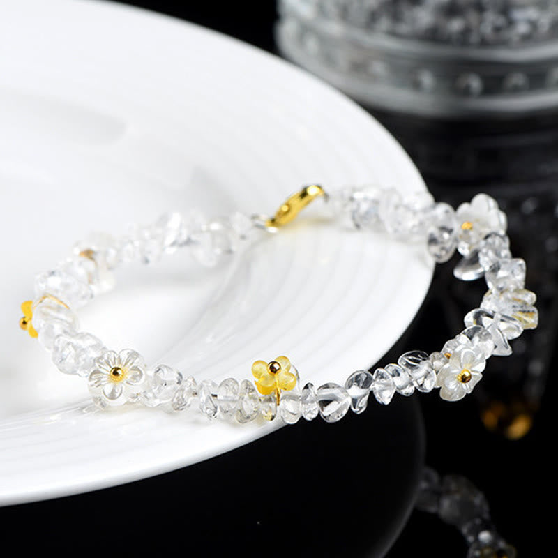 Buddha Stones 天然アクアマリン、ペリドット、ストロベリークォーツ、各種クリスタルを使用したセレニティブレスレット - image 31