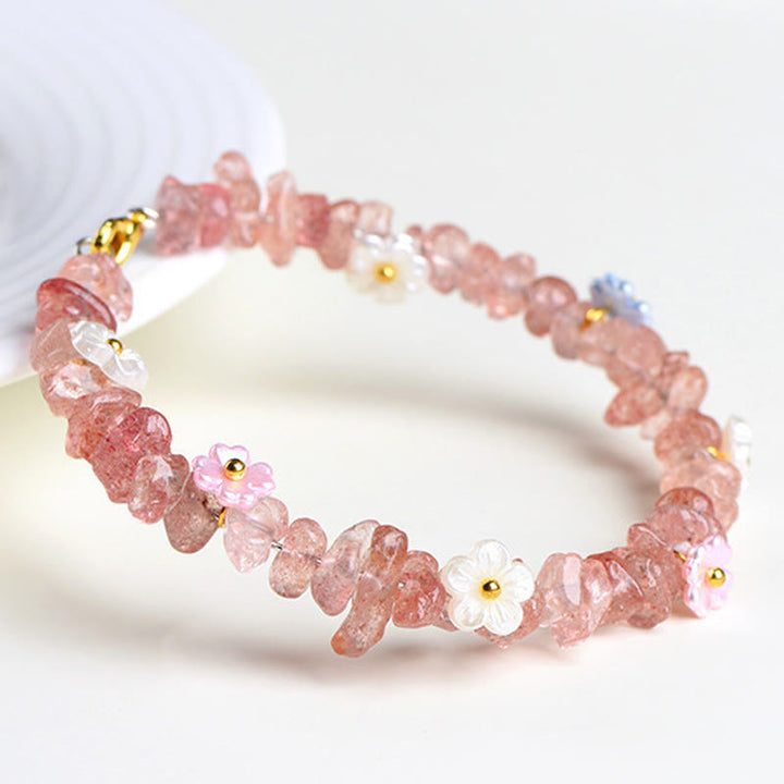 Buddha Stones 天然アクアマリン、ペリドット、ストロベリークォーツ、各種クリスタルを使用したセレニティブレスレット - image 36