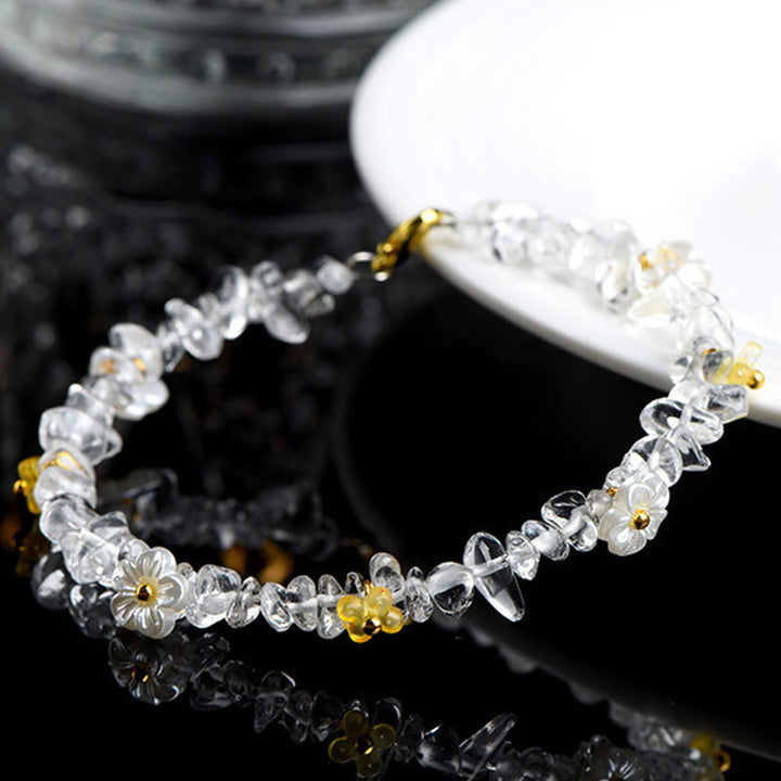 Buddha Stones 天然アクアマリン、ペリドット、ストロベリークォーツ、各種クリスタルを使用したセレニティブレスレット - image 30