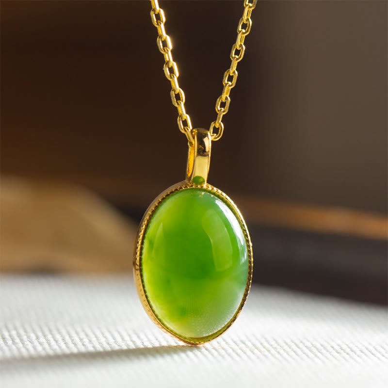 Buddha Stones 925スターリングシルバー製天然和田翡翠ラウンドデザイン豊かさネックレスペンダント - image 1