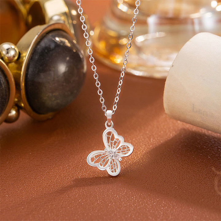 Buddha Stones 999スターリングシルバー製バタフライプロテクションネックレスペンダント - 999スターリングシルバー - image 0