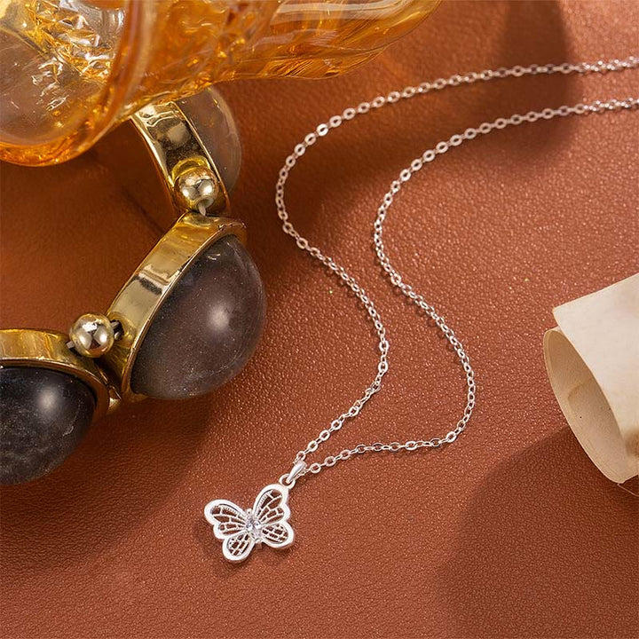 Buddha Stones 999スターリングシルバー製バタフライプロテクションネックレスペンダント - image 1