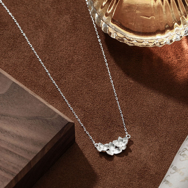 Buddha Stones 999スターリングシルバー製フラワー良縁祈願ネックレスペンダント - image 1