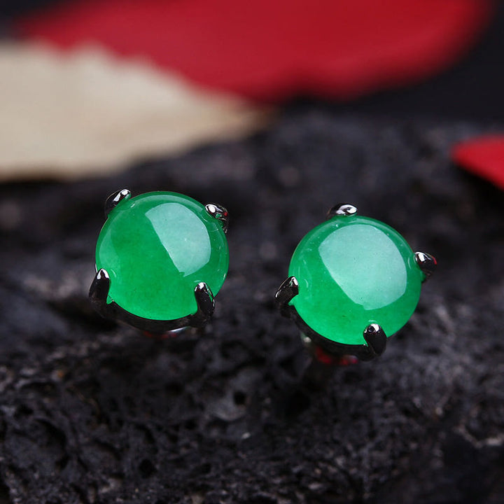 Buddha Stones 翡翠と925スターリングシルバーの豊穣イヤリング - 翡翠（925スターリングシルバー製ポスト） - image 7