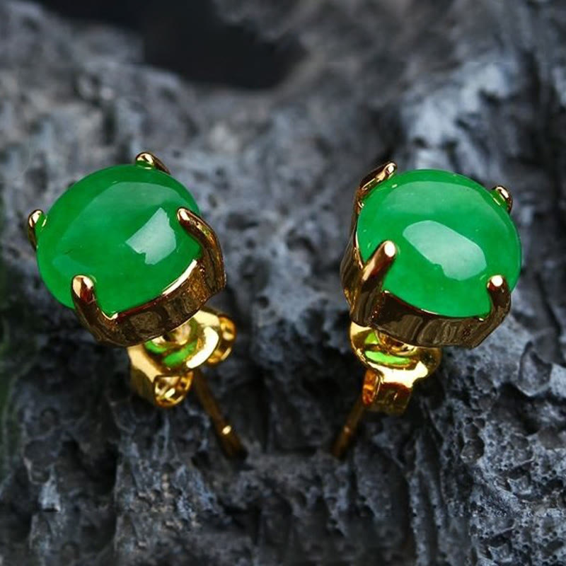 Buddha Stones 翡翠と925スターリングシルバーの豊穣イヤリング - image 2