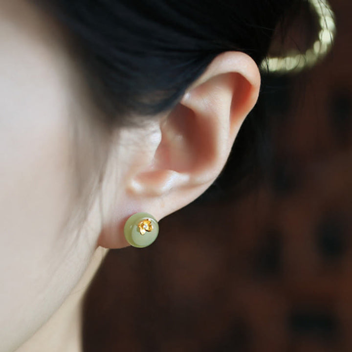 Buddha Stones シアンジェイド 925スターリングシルバー フラワーハーモニーイヤリング - image 9