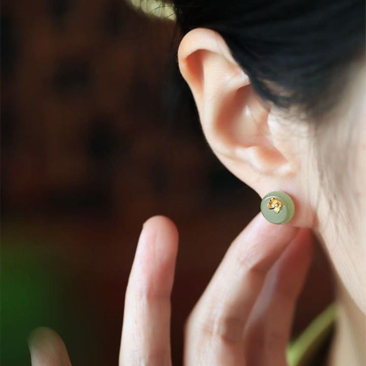 Buddha Stones シアンジェイド 925スターリングシルバー フラワーハーモニーイヤリング - image 4