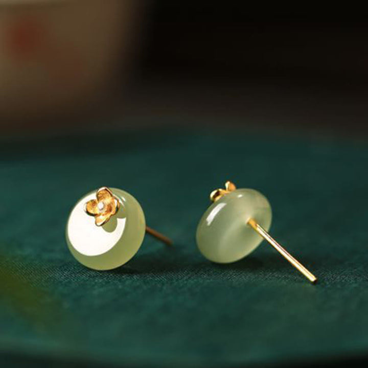 Buddha Stones シアンジェイド 925スターリングシルバー フラワーハーモニーイヤリング - image 2