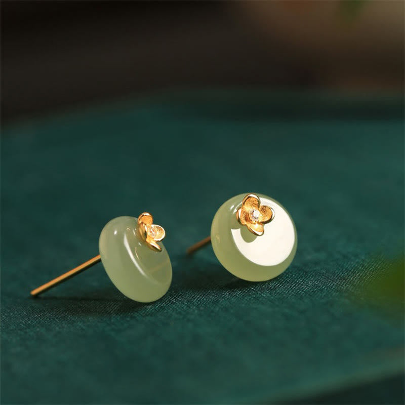 Buddha Stones シアンジェイド 925スターリングシルバー フラワーハーモニーイヤリング - image 3