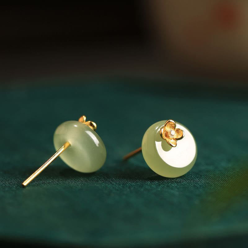 Buddha Stones シアンジェイド 925スターリングシルバー フラワーハーモニーイヤリング - image 7