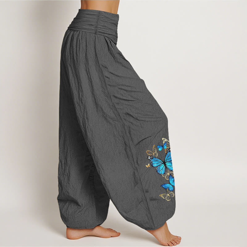 Buddha Stones コットン製蝶柄レディースゴムウエストハーレムパンツ - image 9