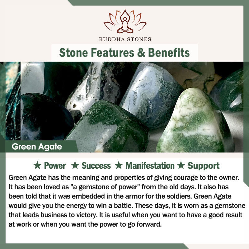 Buddha Stones オーバルデザインのグリーンアゲート銅製幸運ネックレスペンダント - image 4