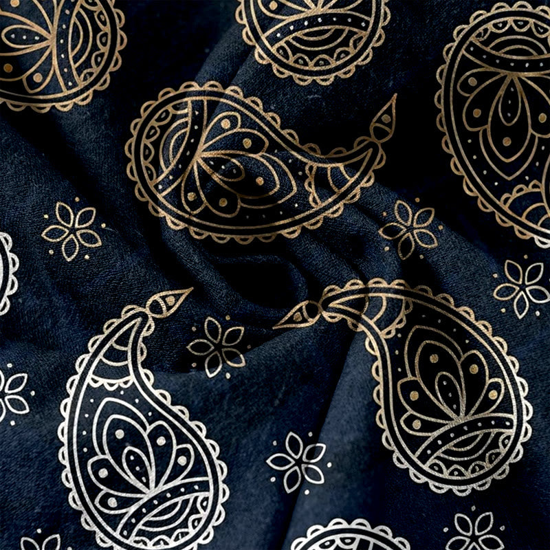 Buddha Stones 純綿素材のエレガントなペイズリー柄レディースパンツ（ウエストゴム、ポケット付き） - image 3