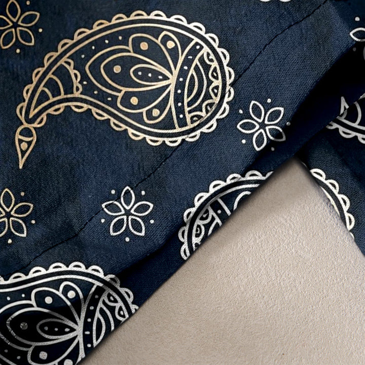 Buddha Stones 純綿素材のエレガントなペイズリー柄レディースパンツ（ウエストゴム、ポケット付き） - image 2