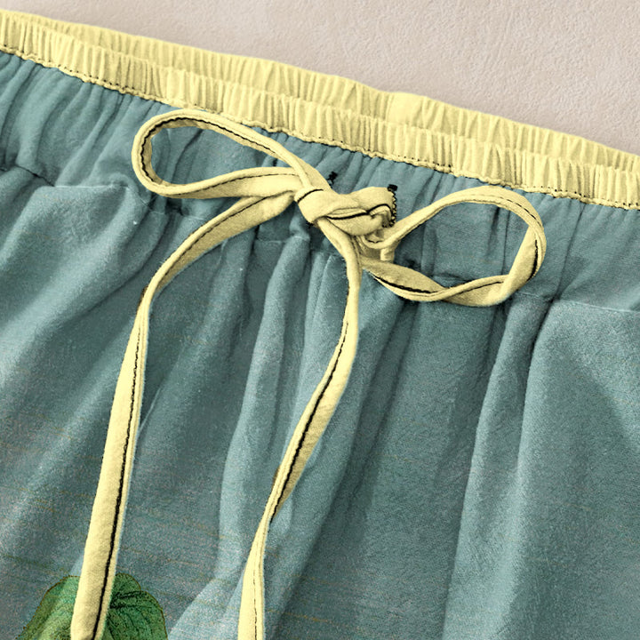 Buddha Stones 純綿素材、自然風景柄、ウエストゴム入り、ポケット付きレディースパンツ - image 1