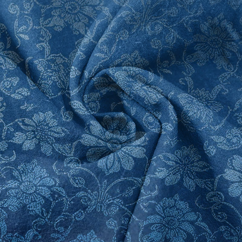 Buddha Stones 純綿素材、レトロな花柄模様、ウエストゴム入り、ポケット付きレディースパンツ - image 3