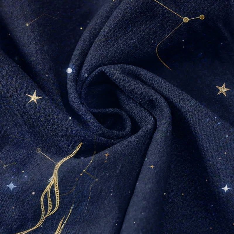 Buddha Stones 純綿素材、星空と海と神話上の生き物の柄、ウエストゴム入り、ポケット付きレディースパンツ - image 3