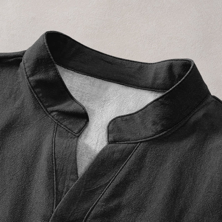 Buddha Stones コットン素材 シンプル 鶴 赤日松柄 メンズ 半袖 ハーフボタンシャツ - image 2