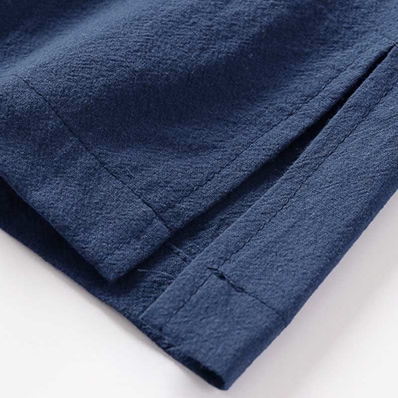 Buddha Stones 夏物無地スタンドカラーボタン留めメンズコットンリネンノースリーブベスト - image 6