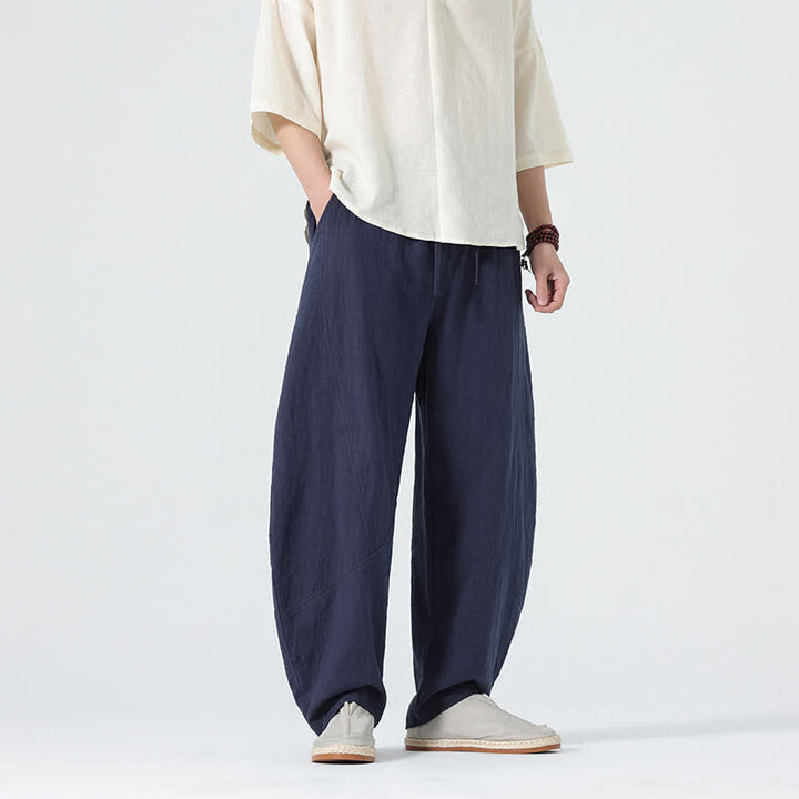 Buddha Stones 春物無地メンズコットンドローストリングパンツ（ポケット付き） - ミッドナイトブルー - US/UK/AU46、 EU56 (5XL) - image 8