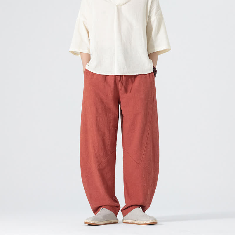 Buddha Stones 春物無地メンズコットンドローストリングパンツ（ポケット付き） - image 15