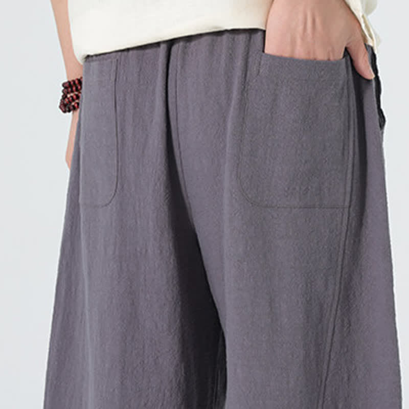 Buddha Stones 春物無地メンズコットンドローストリングパンツ（ポケット付き） - image 5