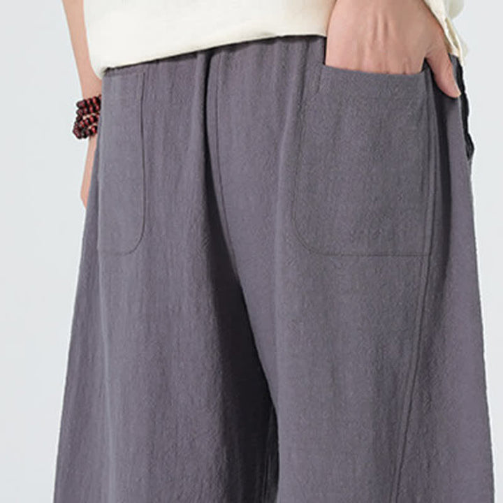 Buddha Stones 春物無地メンズコットンドローストリングパンツ（ポケット付き） - image 5