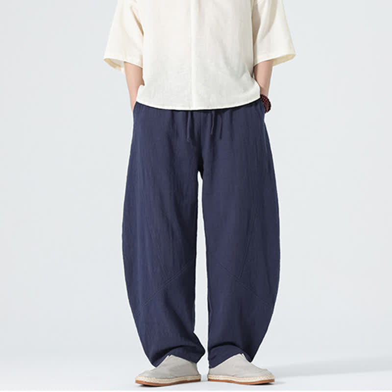 Buddha Stones 春物無地メンズコットンドローストリングパンツ（ポケット付き） - image 9