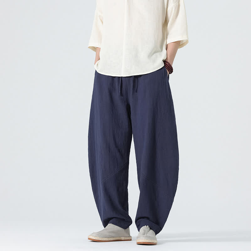 Buddha Stones 春物無地メンズコットンドローストリングパンツ（ポケット付き） - image 10